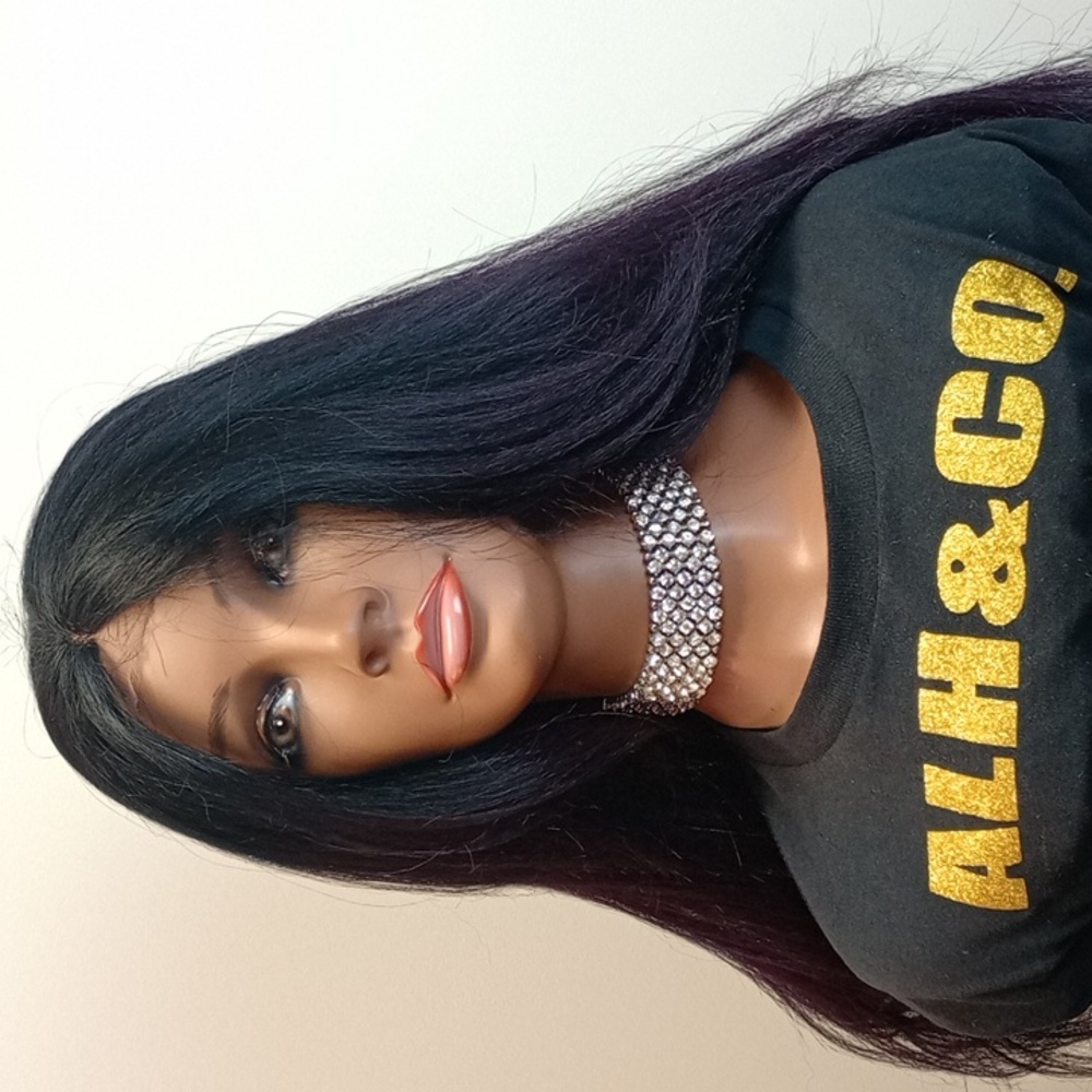 24-in black ombre with with plum highlights